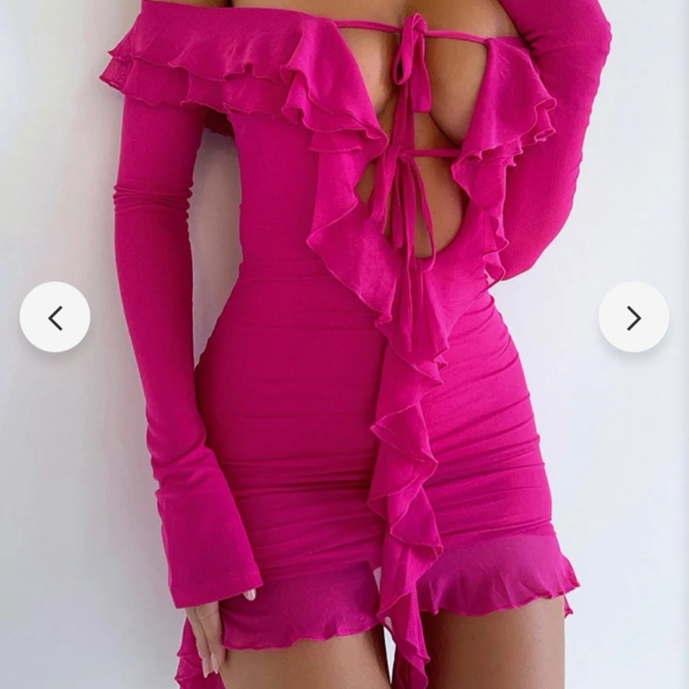 Outcast Tillie Mini Dress in Hot Pink